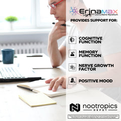 Capsules pouring from Erinamax bottle for easy daily dosing.