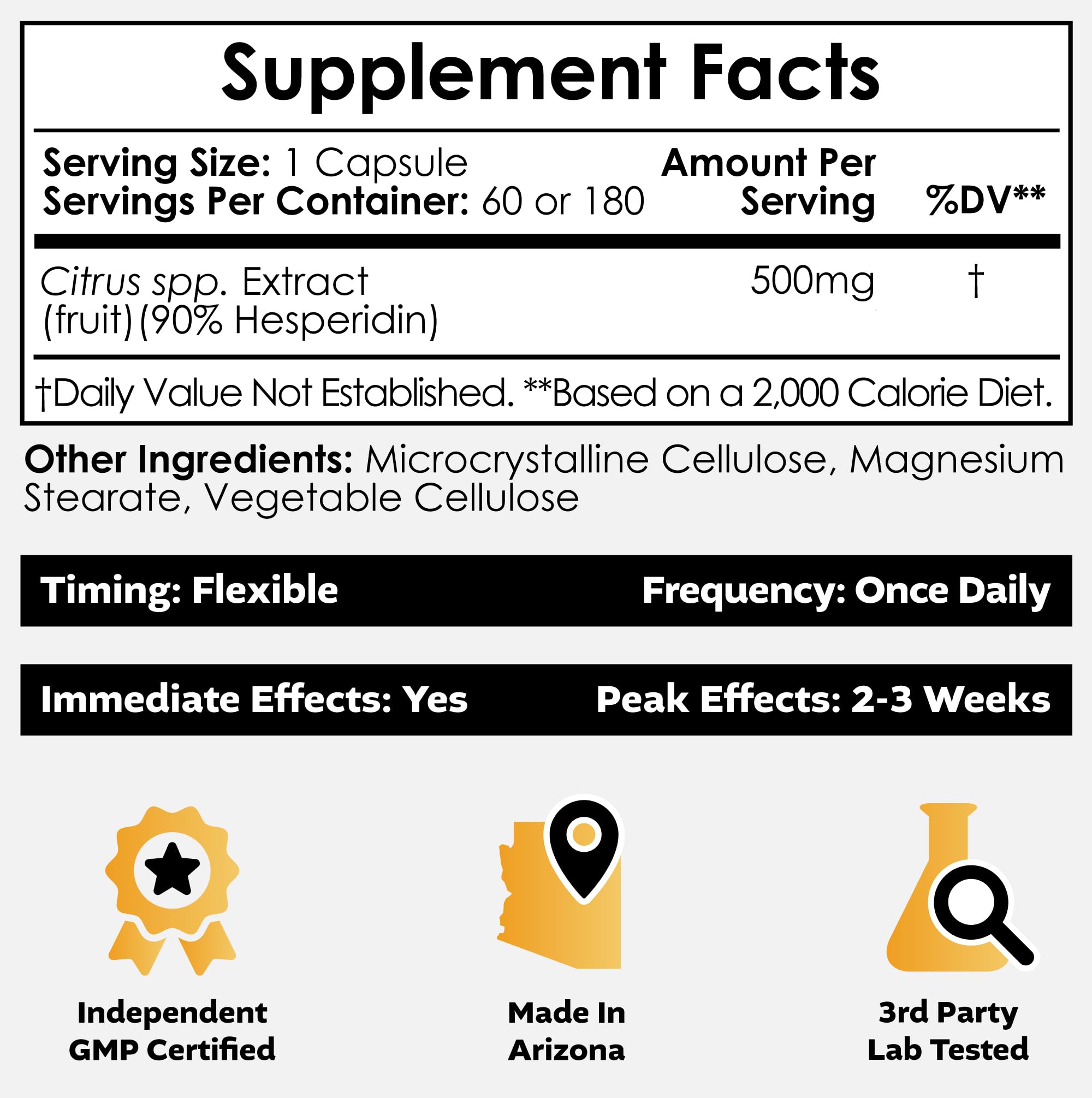 Hesperidin Capsules 500mg close-up label detail
