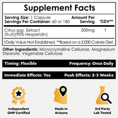 Hesperidin Capsules 500mg close-up label detail