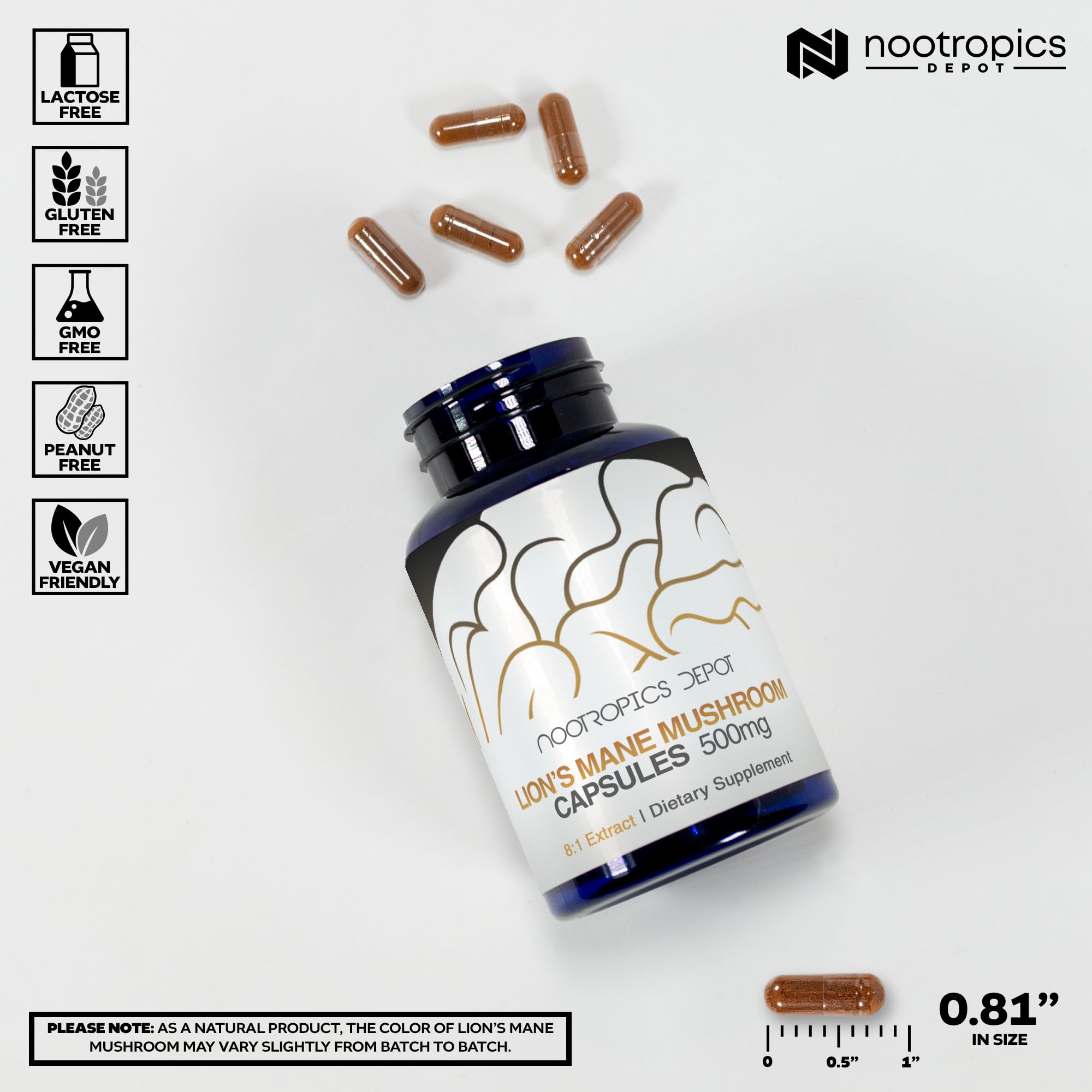 Label showing 500mg per capsule and 60 count information