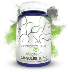 Nootropics Depot Magtein bottle front shows magnesium L-threonate for cognitive support