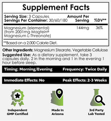 Nootropics Depot Magtein capsules closeup highlighting easy-to-swallow capsules