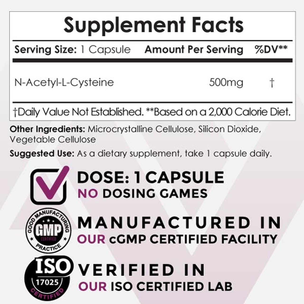 NAC capsules pour, showing easy daily dosing with Nootropics Depot