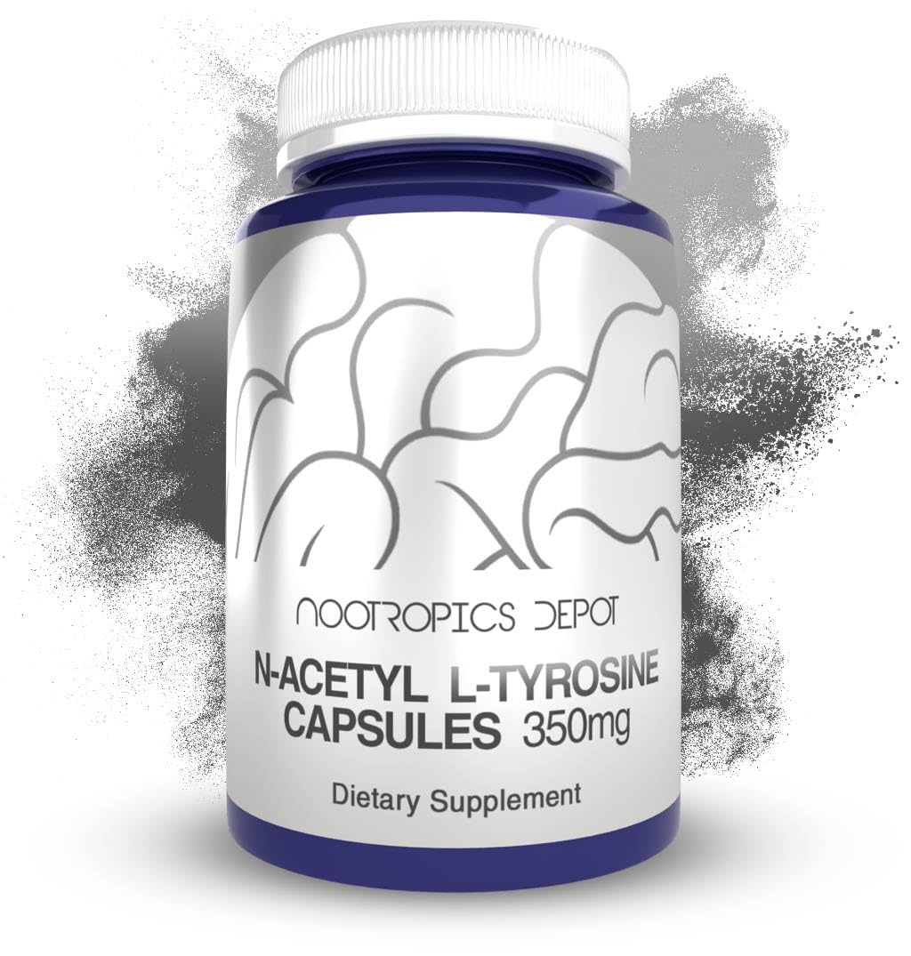 Front view of N-Acetyl L-Tyrosine (NALT) capsules bottle