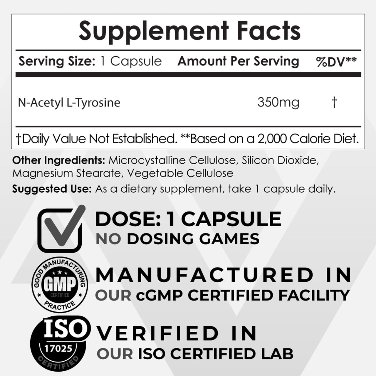 NALT bottle label showing ingredients and mg