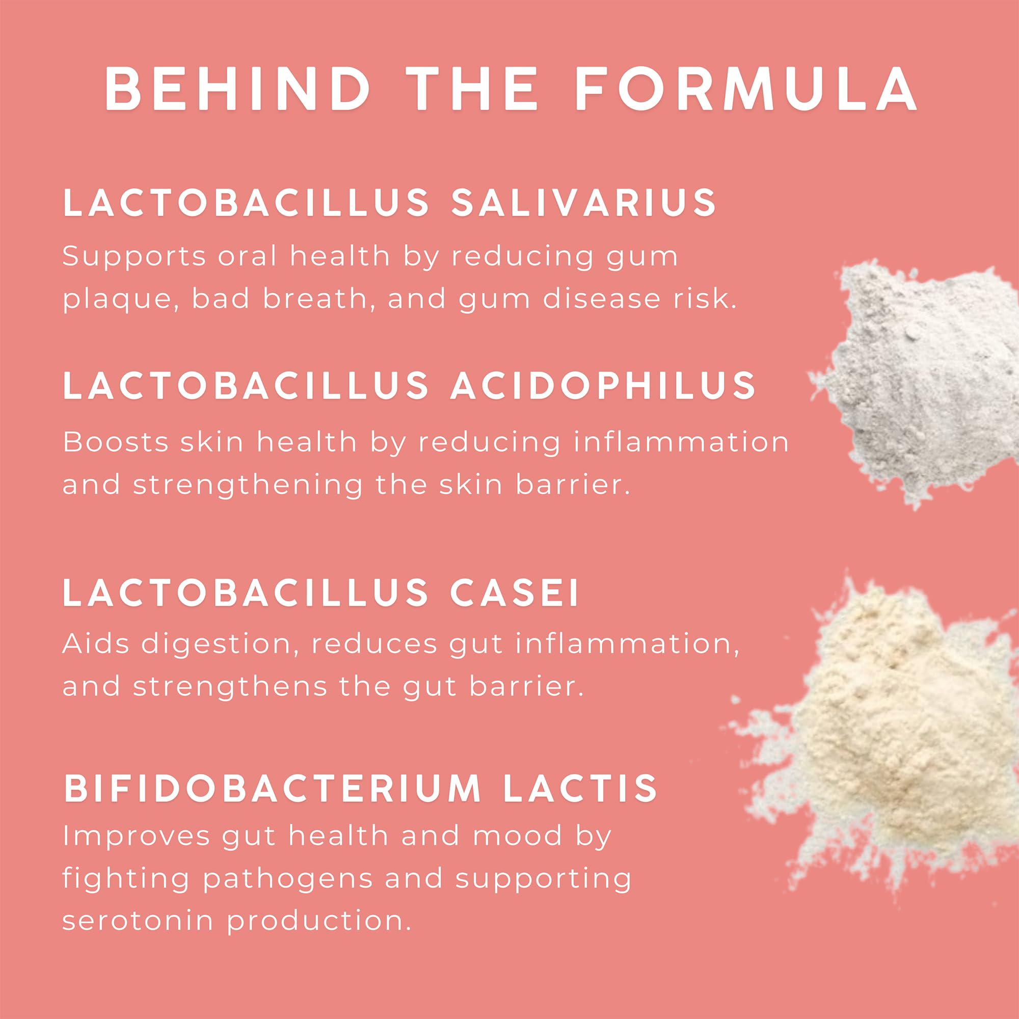 Probiotic blend icons representing Lactobacillus strains