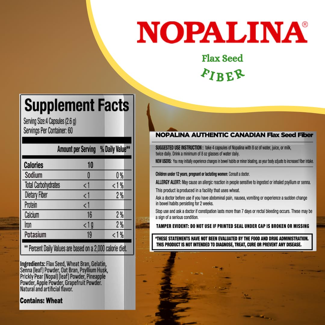 Lifestyle shot of Nopalina Flax Seed Plus Capsules with a healthy breakfast