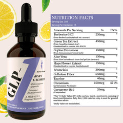 Close-up of Norce Sactor GLP-1 Drops bottle label