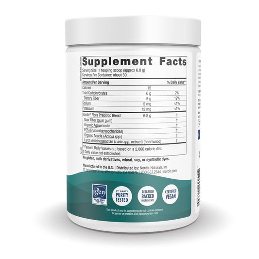 Nordic Flora Prebiotic Powder 204g bottle label