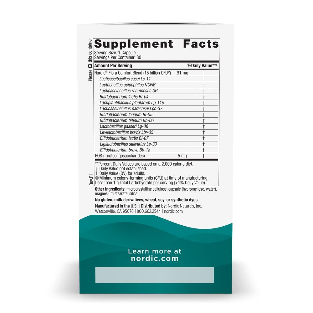 Nordic Flora Probiotic Comfort packaging and label view