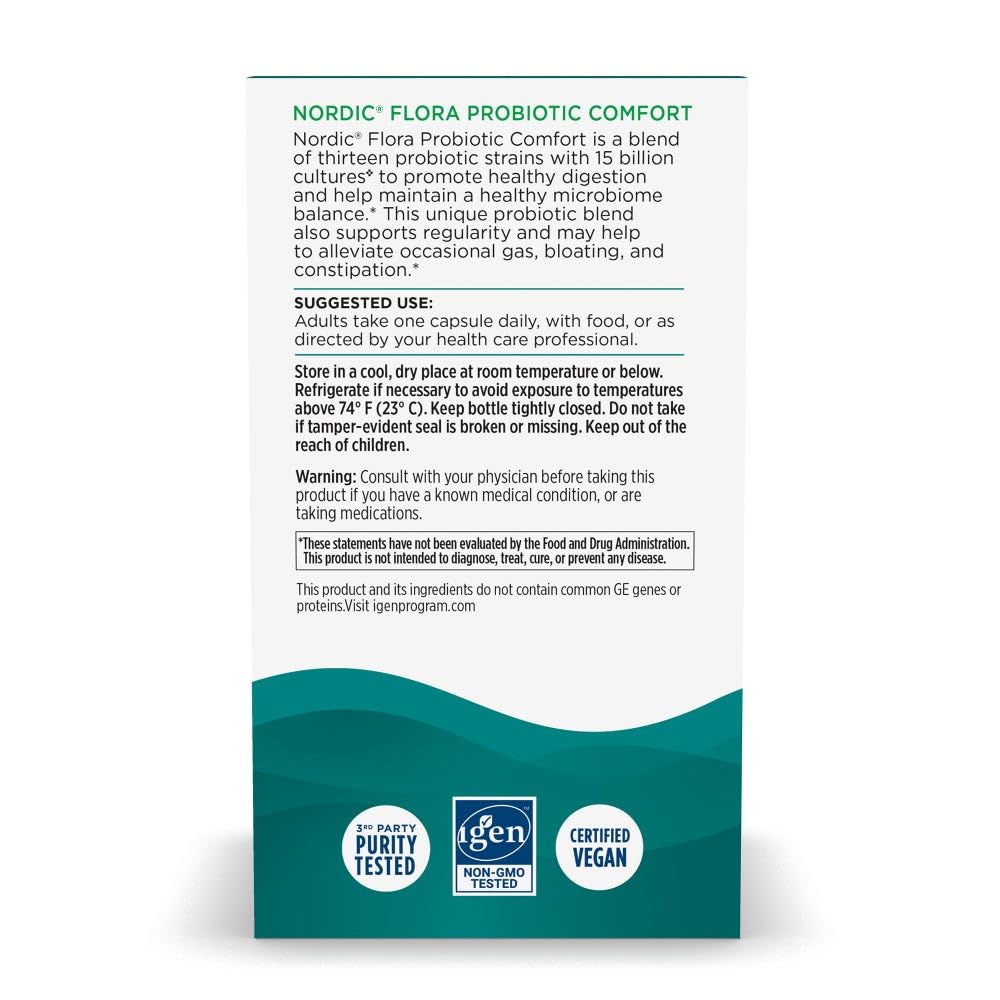 Nutrition label showing 13 probiotic strains and 15 billion cultures