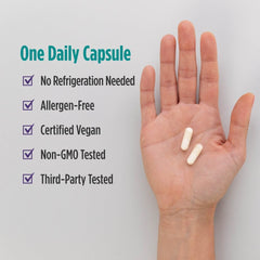 Capsules inside bottle demonstrating serving size