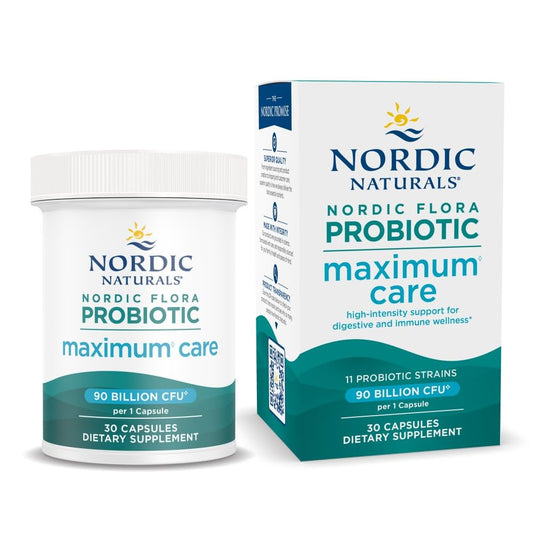 Nordic Naturals Nordic Flora Probiotic Maximum Care bottle with capsules