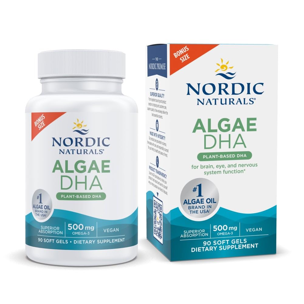 Nordic Naturals Algae DHA bottle with 90 soft gels