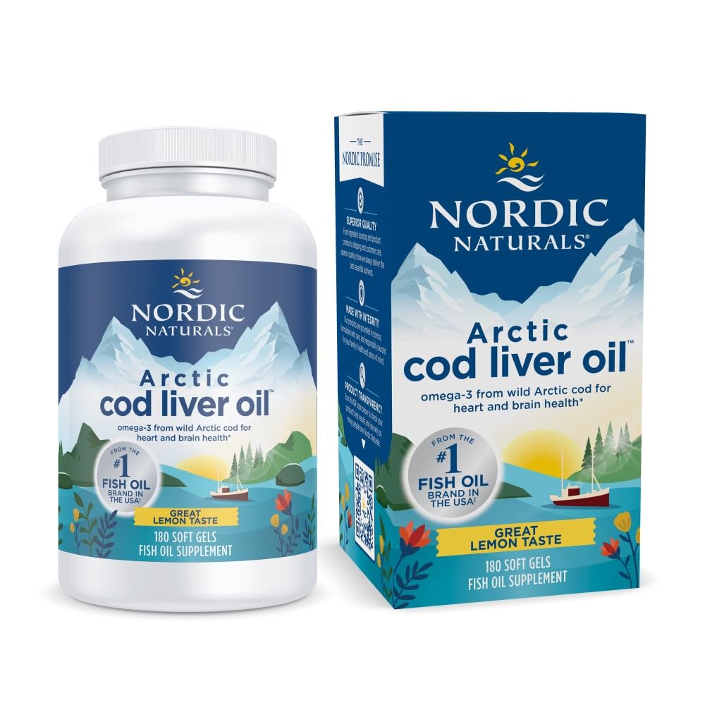 Nordic Naturals Arctic Cod Liver Oil Lemon 180 Soft Gels – hero image
