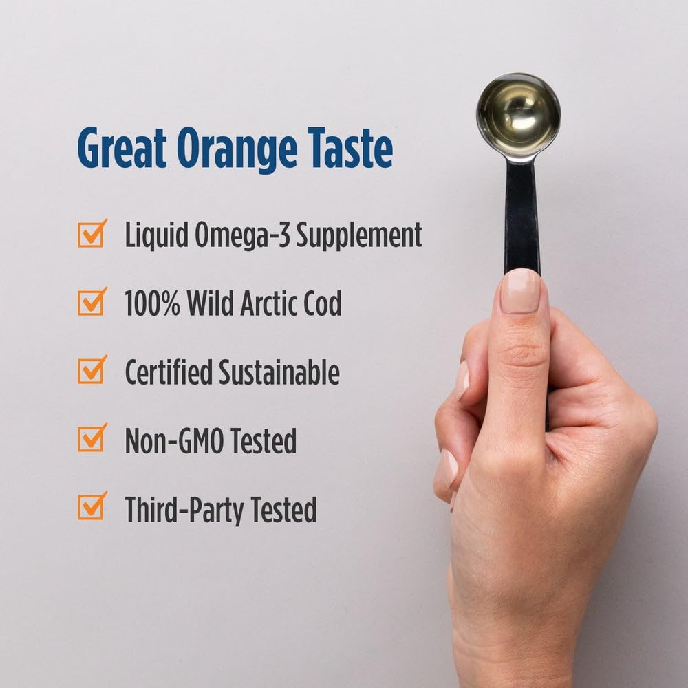 Packaging of Nordic Naturals Arctic Cod Liver Oil Orange 8 oz