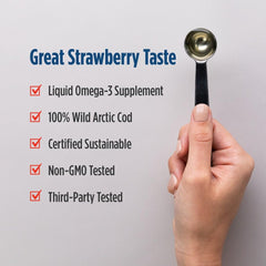 Product packaging and label for Nordic Naturals Arctic Cod Liver Oil Strawberry