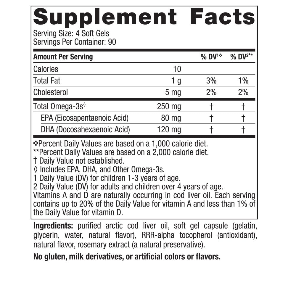 Nutrition facts panel for Nordic Naturals Children's DHA Strawberry