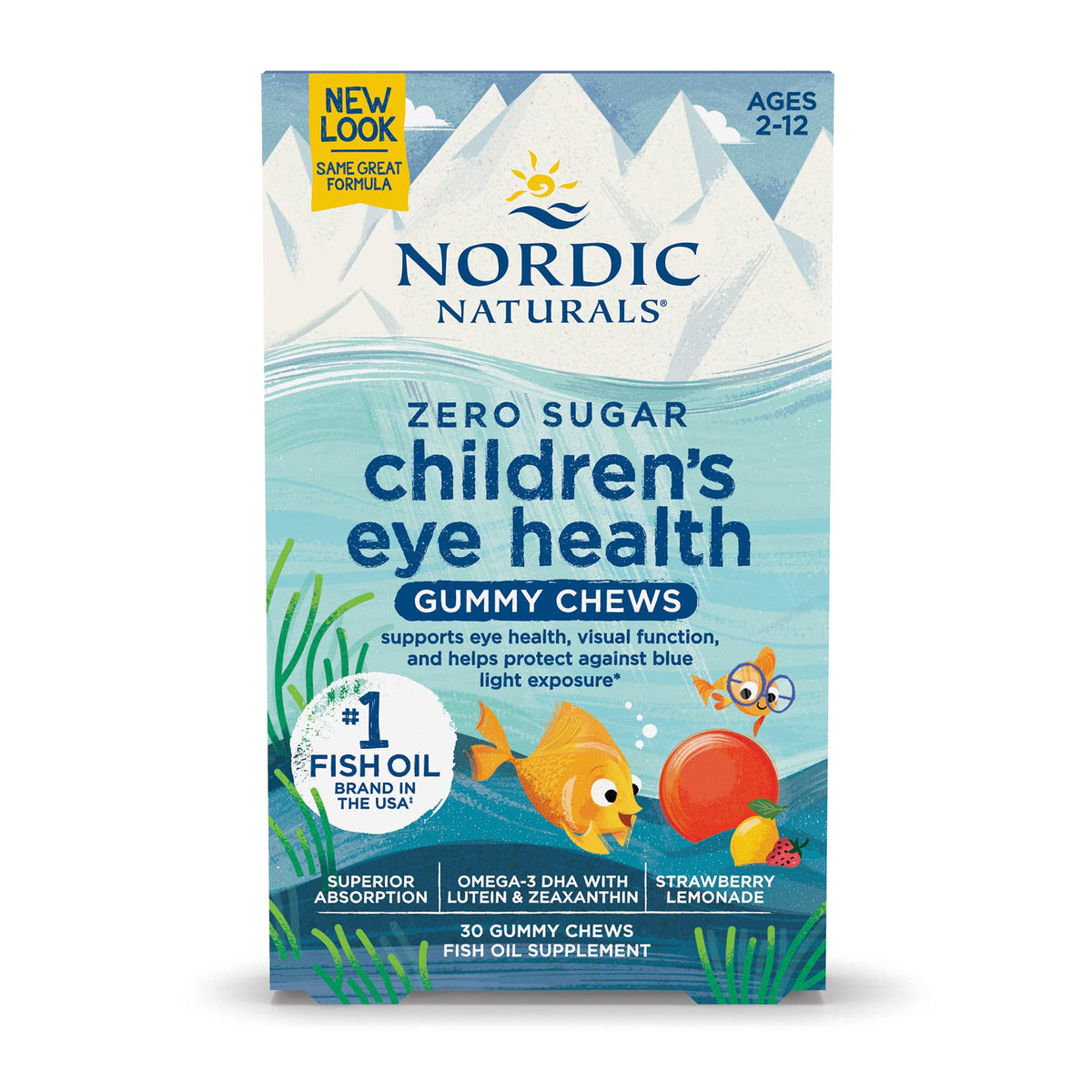 Nordic Naturals Children's Eye Health Gummies Strawberry Lemonade product on a white background