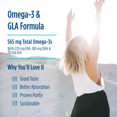 Close-up of EPA and DHA content on the supplement label
