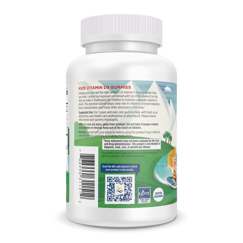 Vitamin D3 400 IU gummy label with serving size and ingredients