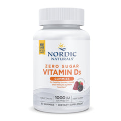 Nordic Naturals Zero Sugar Vitamin D3 Gummies, Wild Berry flavor, 60 gummies, 1000 IU each