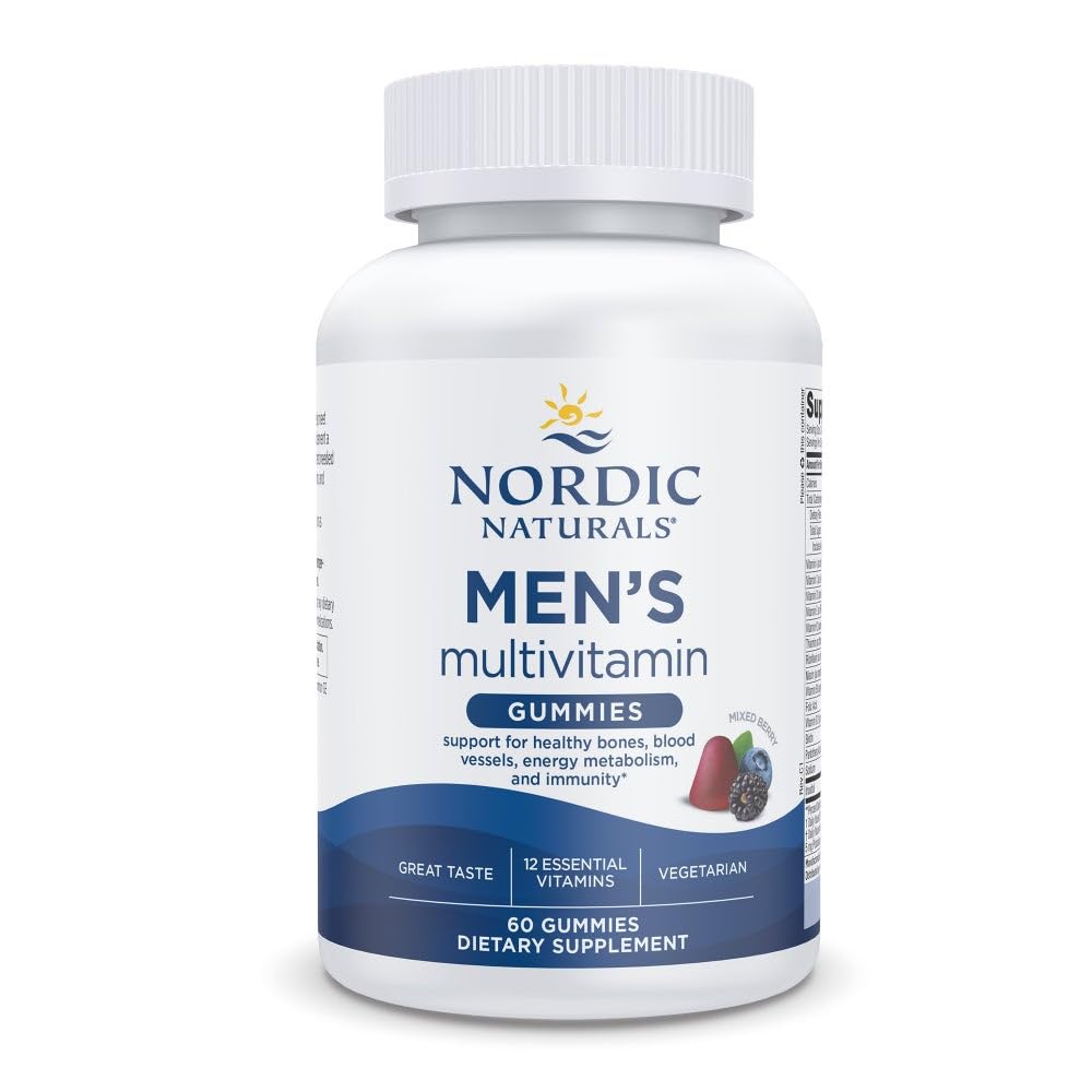 Nordic Naturals Men's Multivitamin Gummies bottle with mixed berry flavor (60-count)
