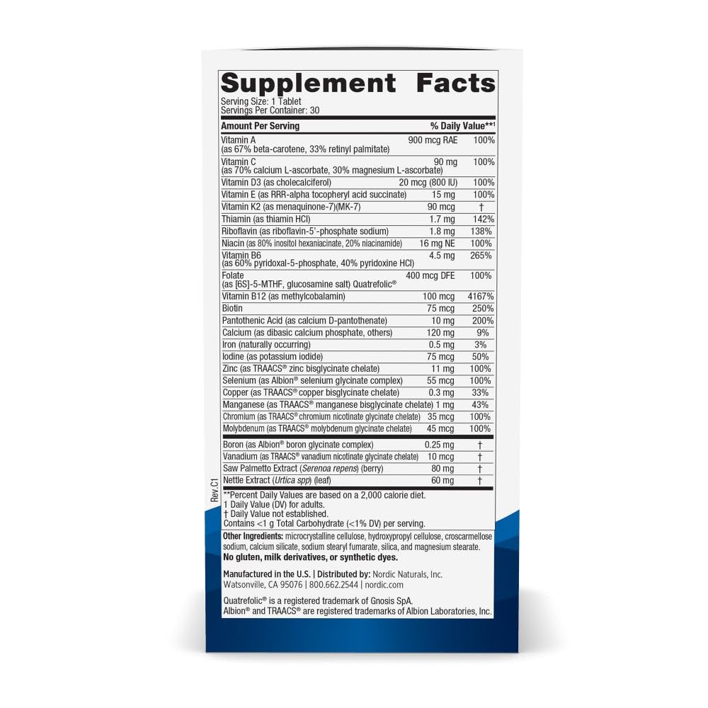 Close-up of Nordic Naturals Men’s Multivitamin One Daily bottle