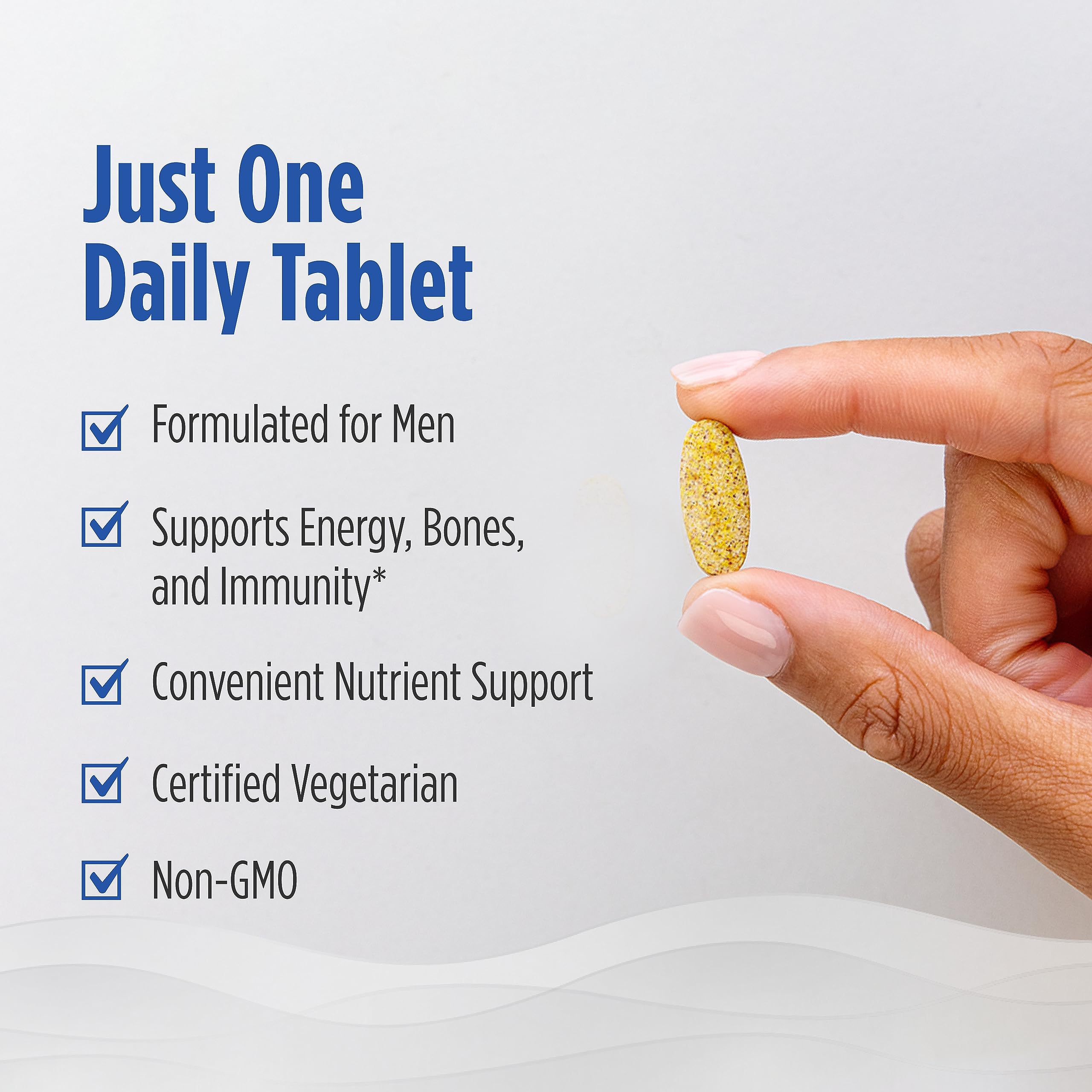 Label close-up showing product details for Men's Multivitamin One Daily