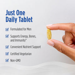 Label close-up showing product details for Men's Multivitamin One Daily