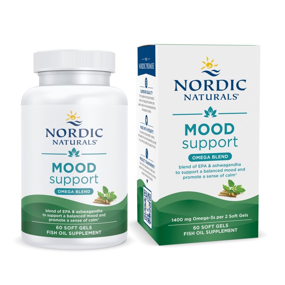 Nordic Naturals Mood Support Omega Blend unflavored 60 soft gels front view
