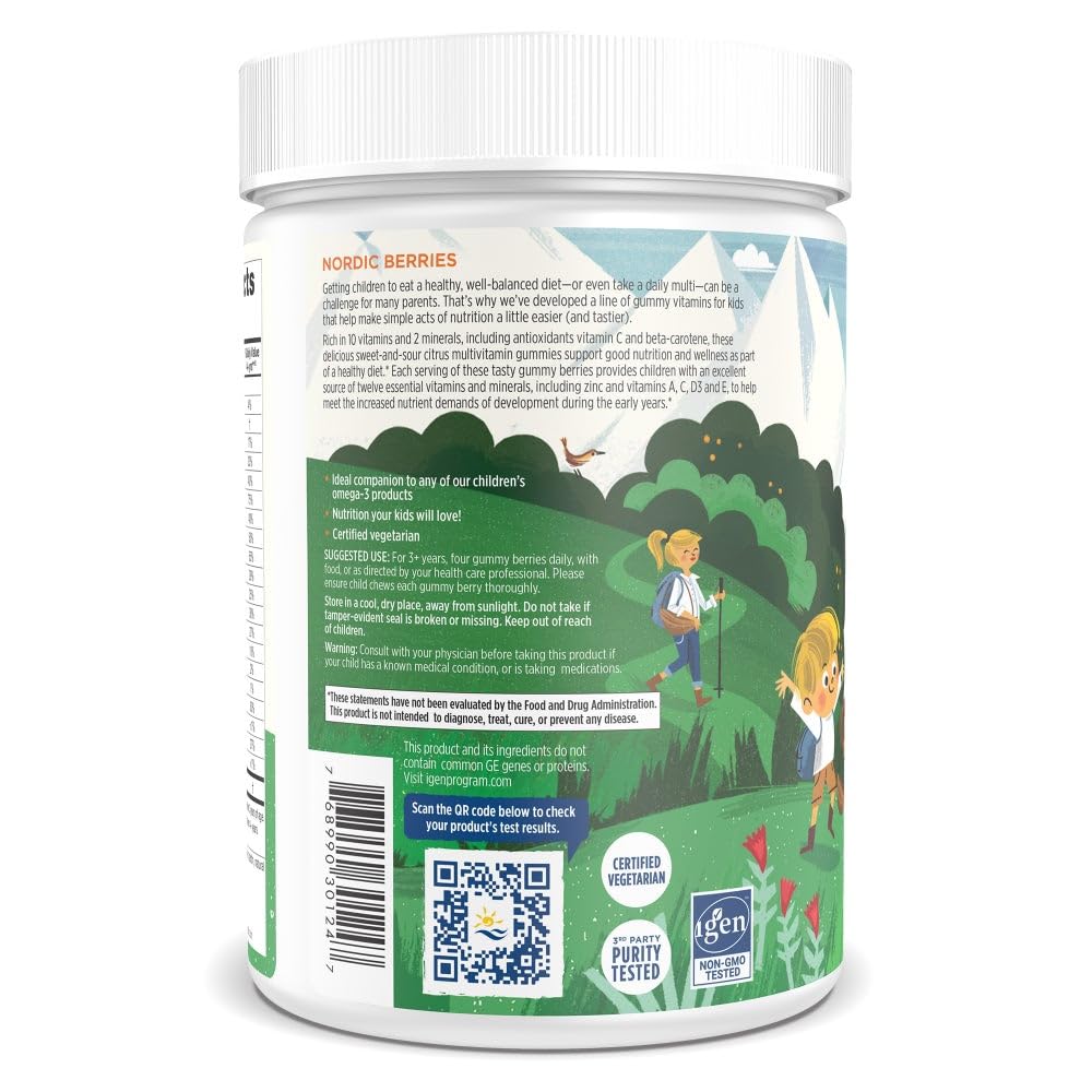 Nutrition facts panel for Nordic Berries Citrus gummies