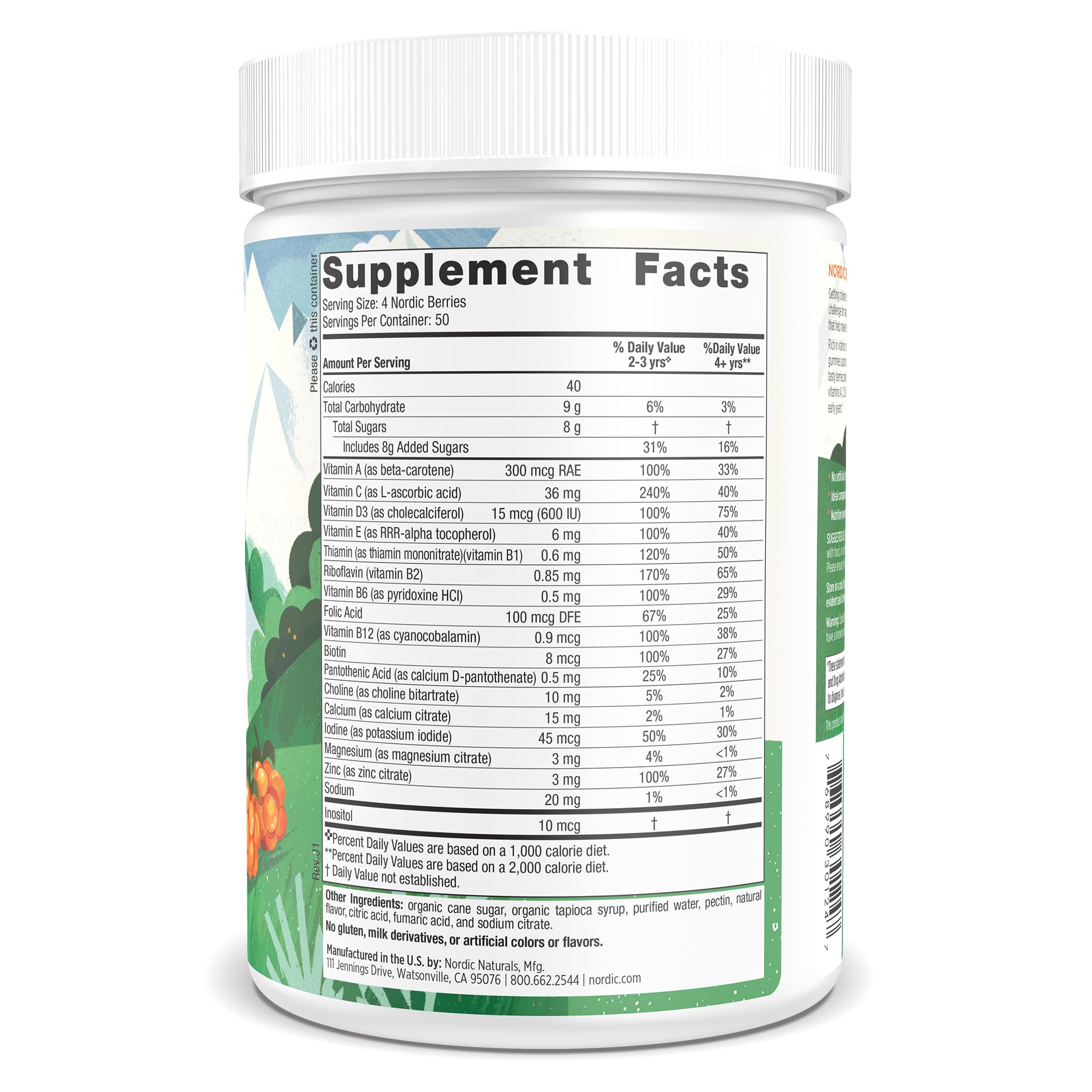 Ingredients list for Nordic Berries Citrus gummies