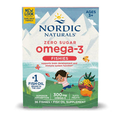 Front view of Nordic Naturals Nordic Omega-3 Fishies Tutti Frutti bottle