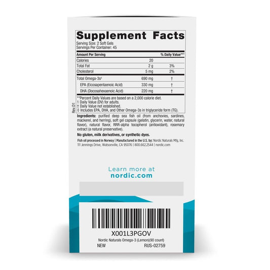 Nordic Naturals Omega-3 Lemon Flavor packaging