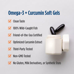 Nordic Naturals Omega Curcumin pills with water glass for routine