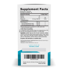 Nutrition label highlighting 1280 mg Omega-3 and 1000 IU D3