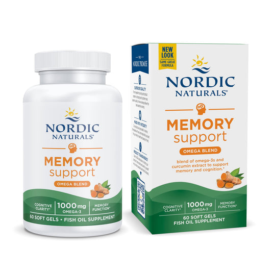 Nordic Naturals Omega Memory with Curcumin Lemon bottle with 60 soft gels