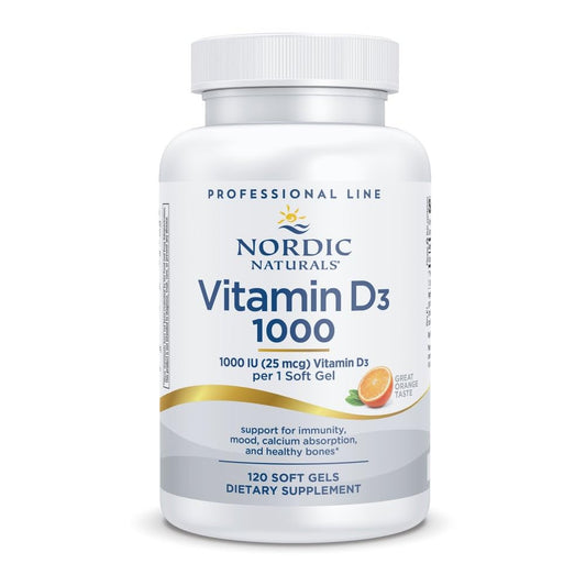 Nordic Naturals Pro Vitamin D3 1000 Orange bottle and packaging – Front view