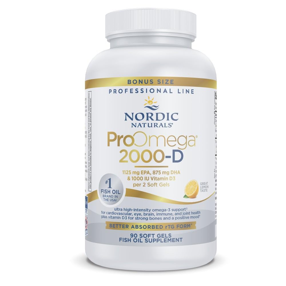 Nordic Naturals ProOmega 2000-D lemon flavor bottle and label