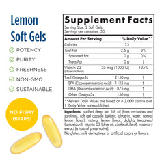 Nordic Naturals ProOmega 2000-D purity seal showing non-GMO, gluten-free, dairy-free attributes.