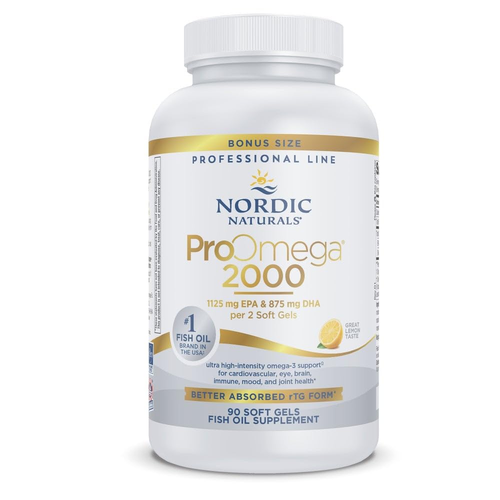 Nordic Naturals ProOmega 2000 lemon bottle may support heart and brain health.