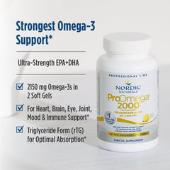 Nordic Naturals sustainability ethics seal on ProOmega 2000 bottle.