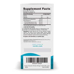 Close-up of Nordic Naturals Ultimate Omega + CoQ10 lemon capsule highlighting absorption benefits