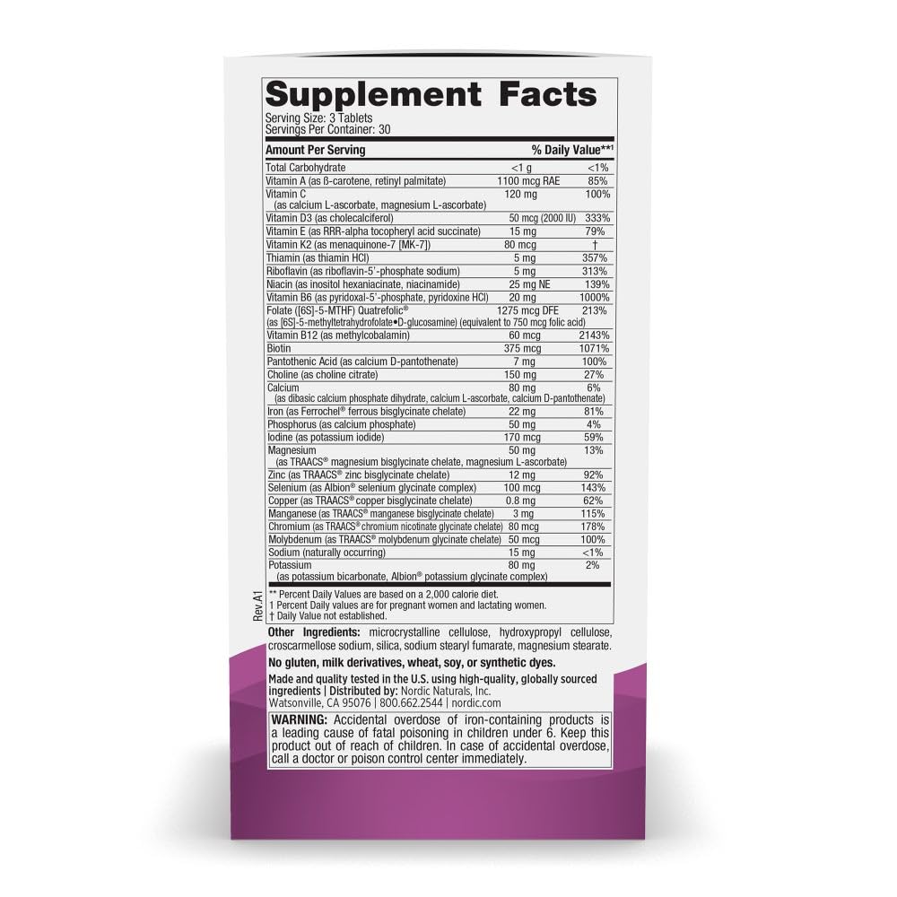 Close-up of Nordic Naturals Prenatal Minis bottle label