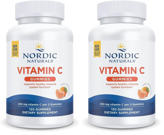 Nordic Naturals Vitamin C Gummies Tart Tangerine bottle with 120 gummies (pack of 2)