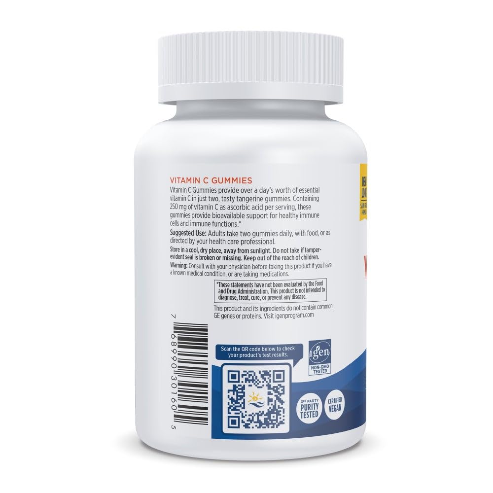 Ingredient panel for Nordic Naturals Vitamin C Gummies Tart Tangerine