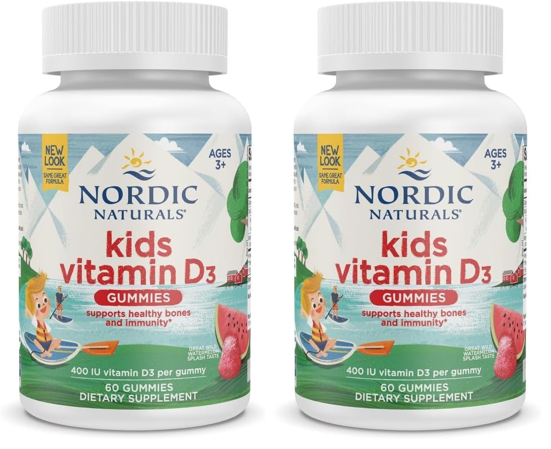 Front of Nordic Naturals Vitamin D3 Gummies Kids Wild Watermelon Splash Pack of 2 packaging