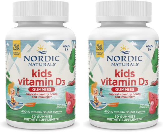 Front of Nordic Naturals Vitamin D3 Gummies Kids Wild Watermelon Splash Pack of 2 packaging