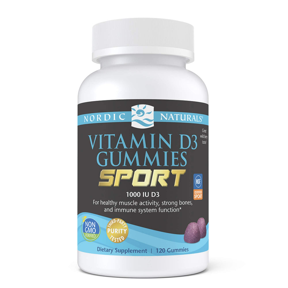Nordic Naturals Vitamin D3 Gummies Sport Wild Berry bottle with label